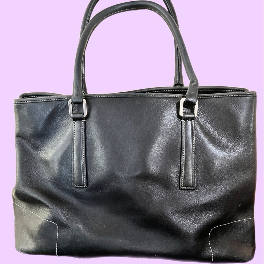 Coach Vintage Hampton Black Leather Tote Bag G2J-7757 - Picture 3 of 9